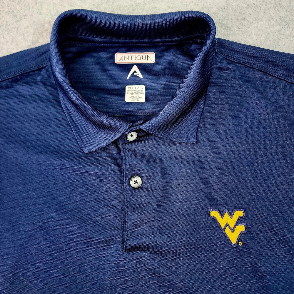 West Virginia Mountaineers Polo Mens XL Antigua Blue Golf Short Sleeve Shirt